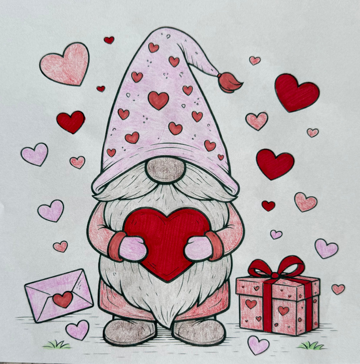 FREEBIE Valentines Gnome Coloring Page