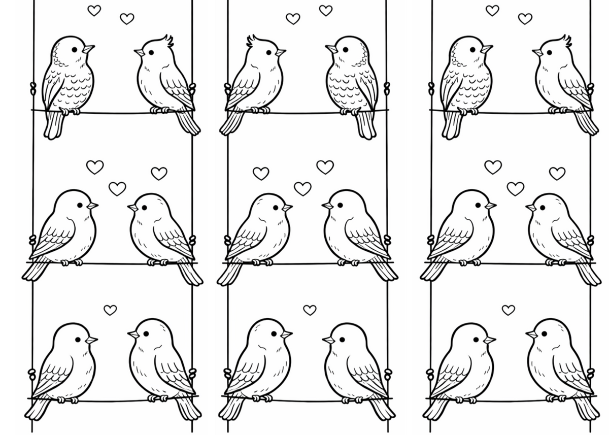 Valentines Flowers & Feathers Coloring Bundle