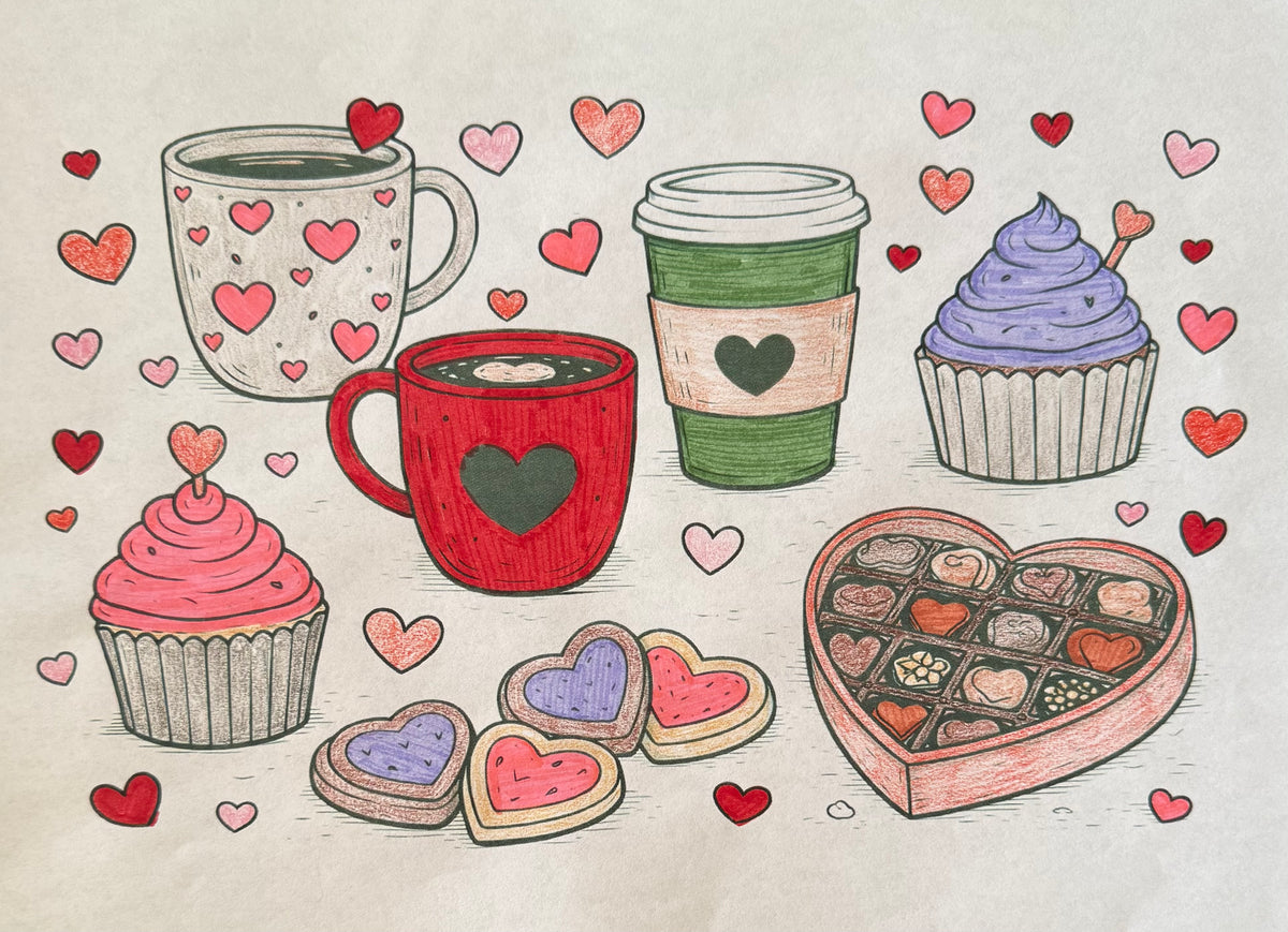 Valentines Cozy Treat and Retreat Coloring Pages Bundle