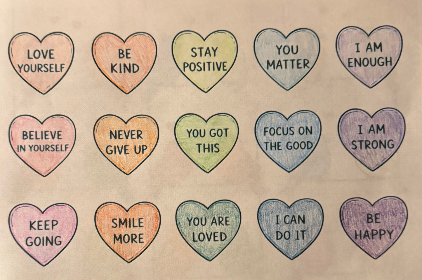 Mommy & Me Valentines Affirmations Coloring Pages