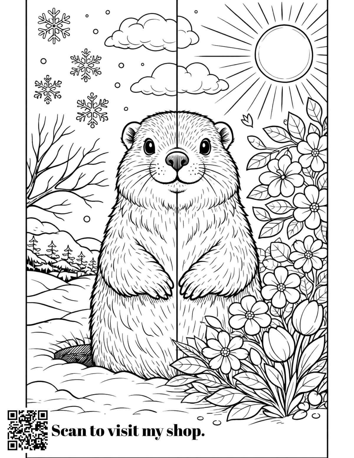 2/2 Groundhogs Day FREEBIE Coloring Page