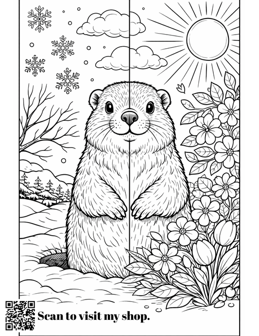 2/2 Groundhogs Day FREEBIE Coloring Page