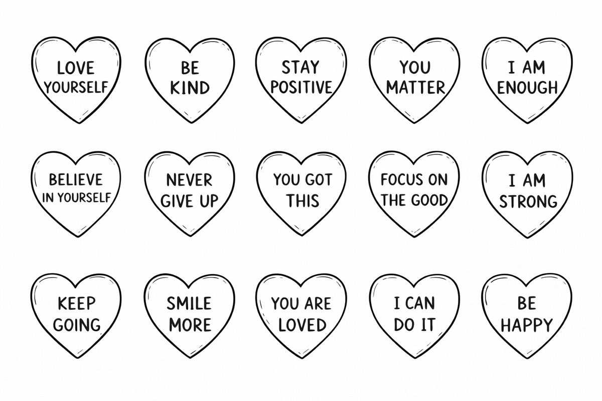 Mommy & Me Valentines Affirmations Coloring Pages