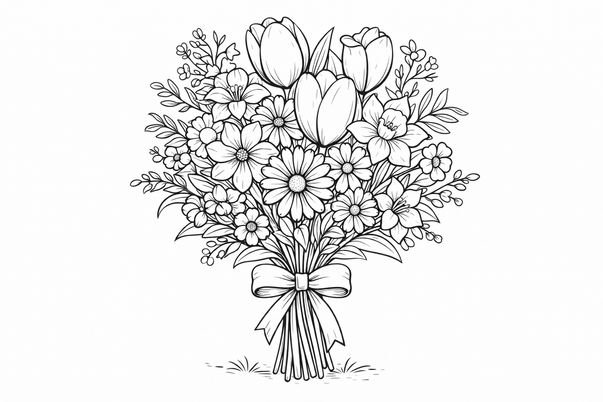 Valentines Flowers & Feathers Coloring Bundle