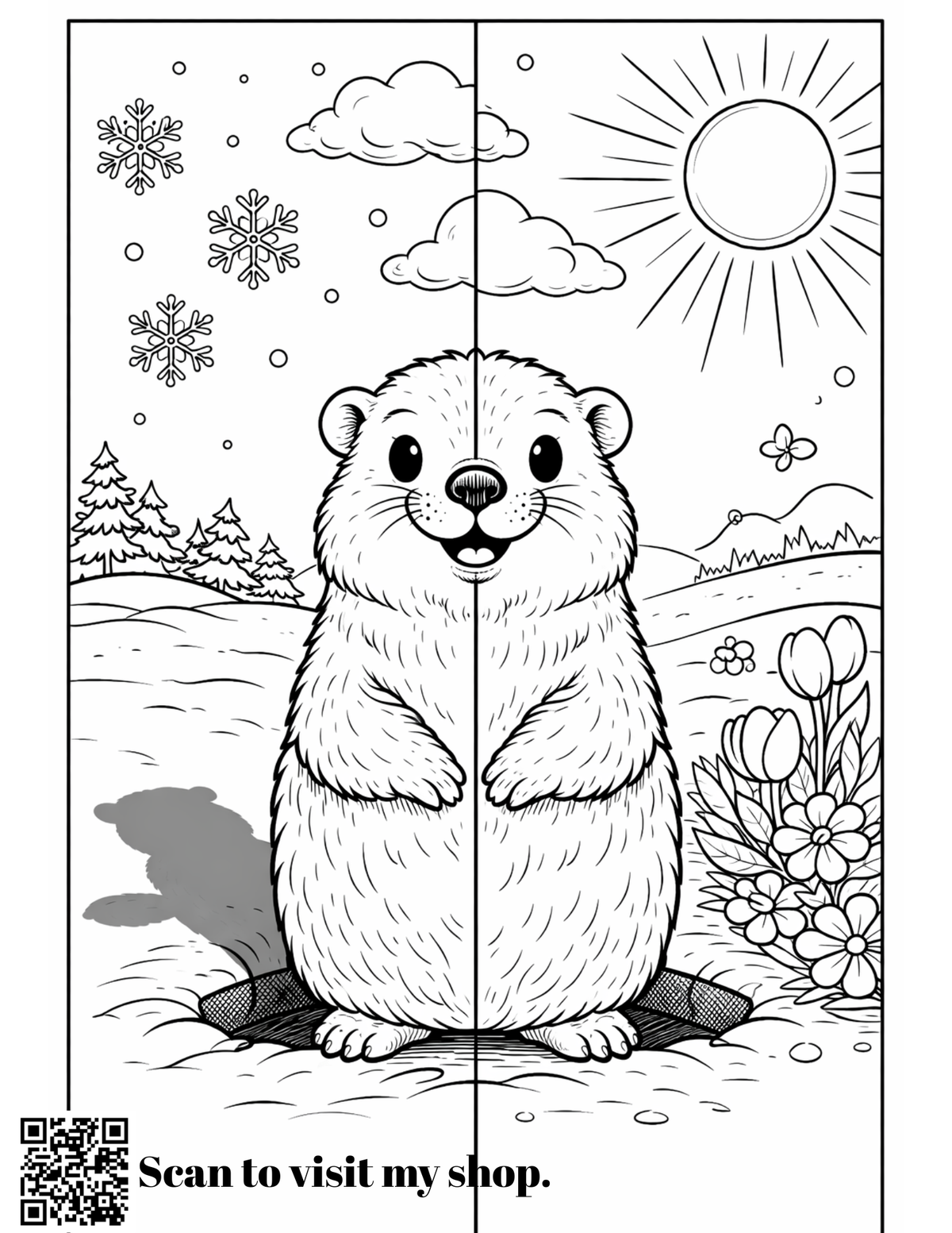 2/2 Groundhogs Day FREEBIE Coloring Page