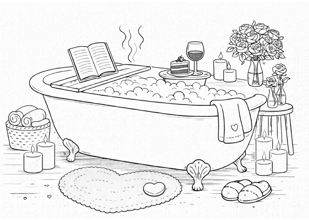 Valentines Cozy Treat and Retreat Coloring Pages Bundle