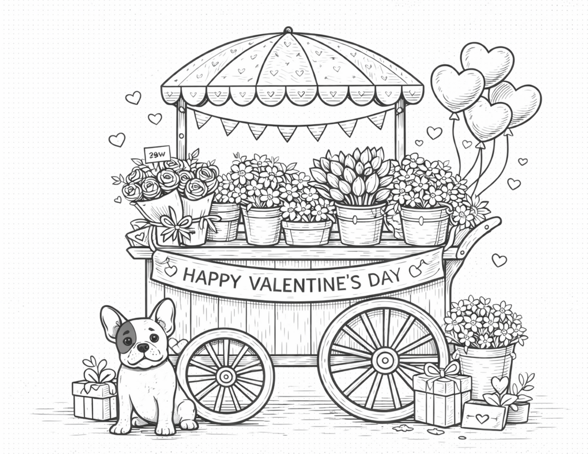 Valentines Flowers & Feathers Coloring Bundle